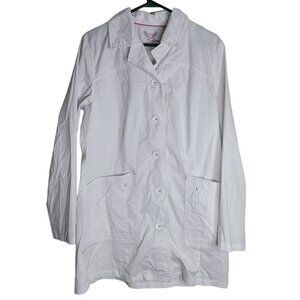 Smitten Medical Scrub Kacket Lab Coat White Womens Medium Office‎ Nurse Phleb
